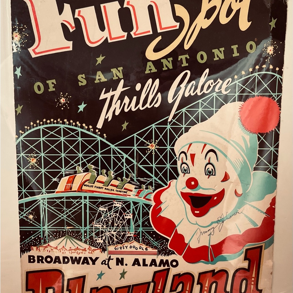 RARE Signed Playland Park San Antonio Poster